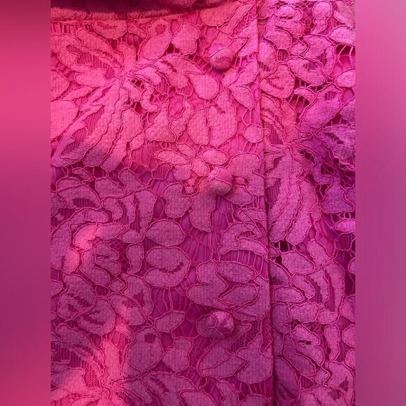 NWT Adrianna Papell LACE TUXEDO DRESS WITH FAUX WRAP DETAILS IN PETUNIA pink 10 - Picture 7 of 16